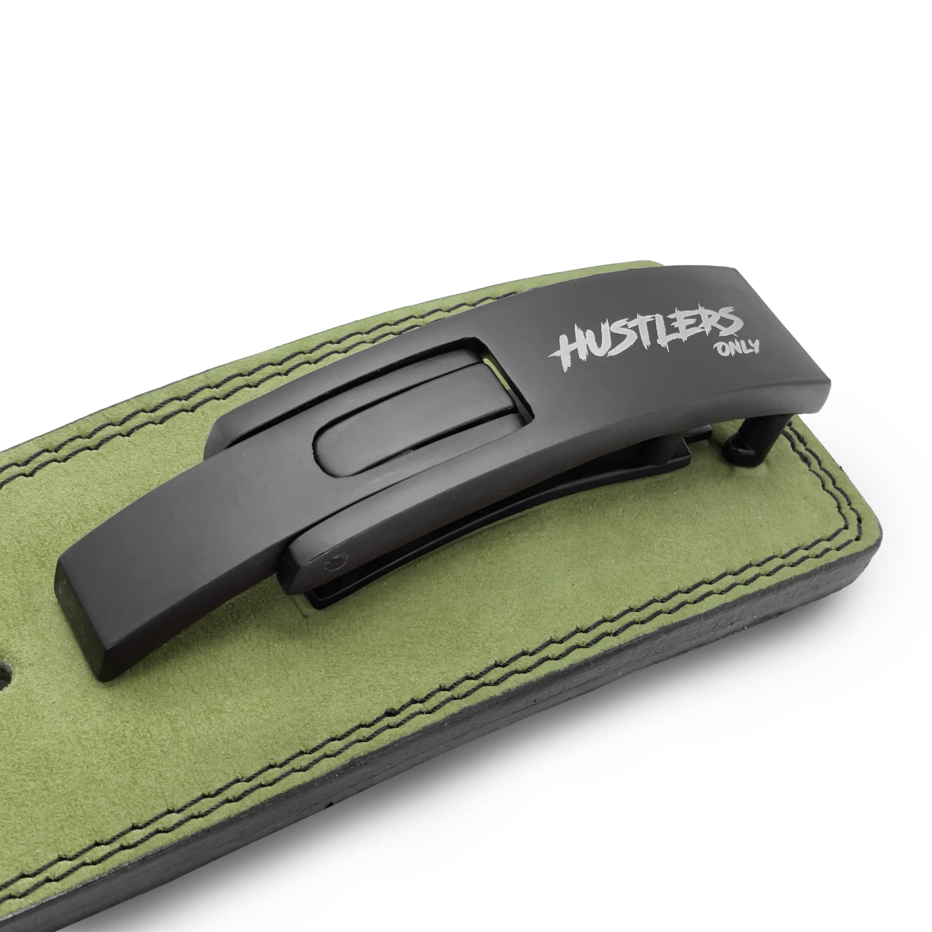 10mm Suede Leather Lever Belt - Green