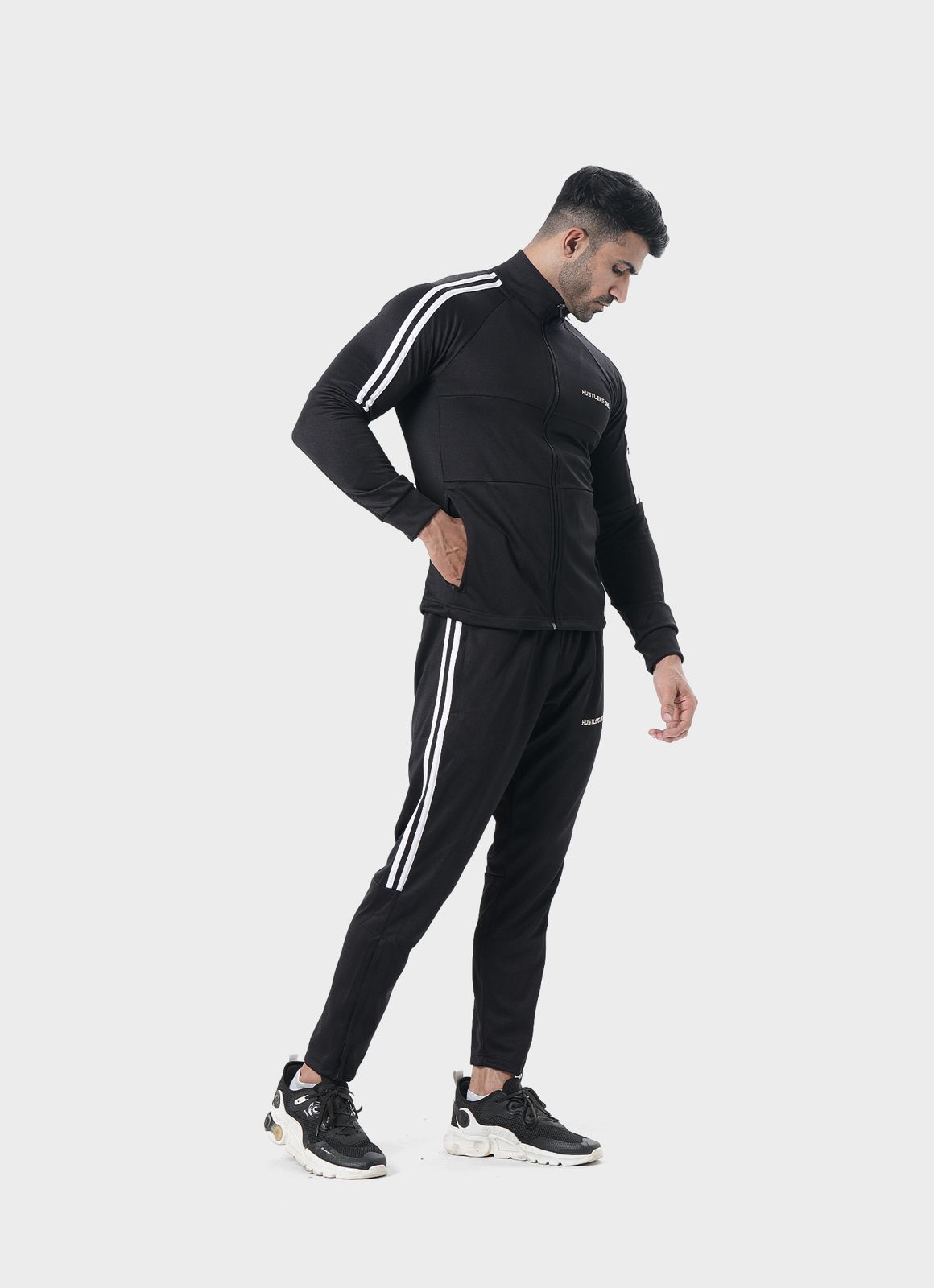 Muscle Fit Black Tracksuit for Mens | HustlersOnlyPK