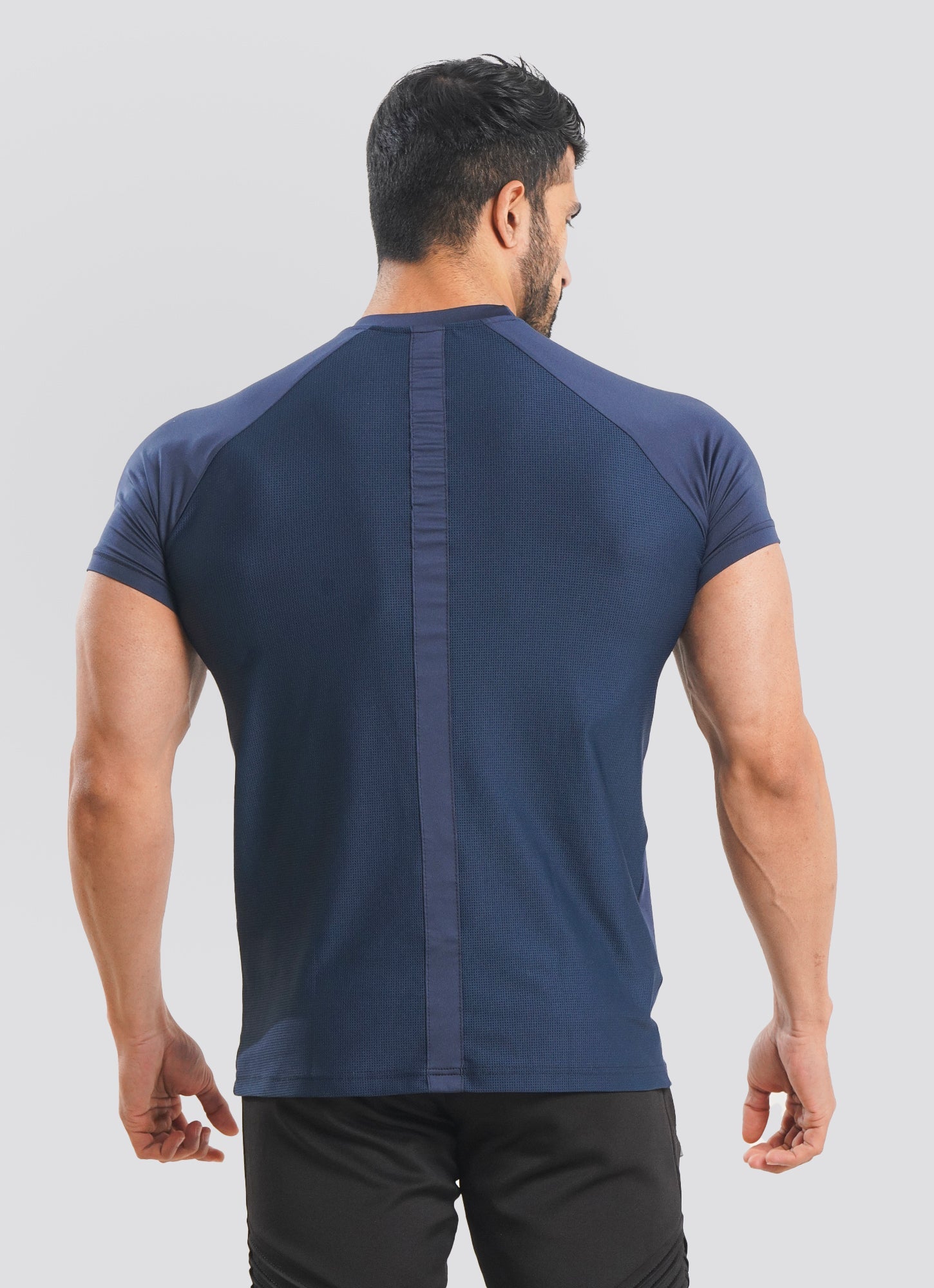 Utility Mesh Back Navy Mens Tshirt for Gym | HustlersOnlyPK