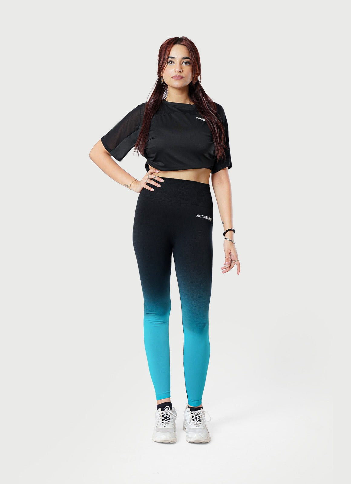 Dip Dye Seamless Leggings - Cyan