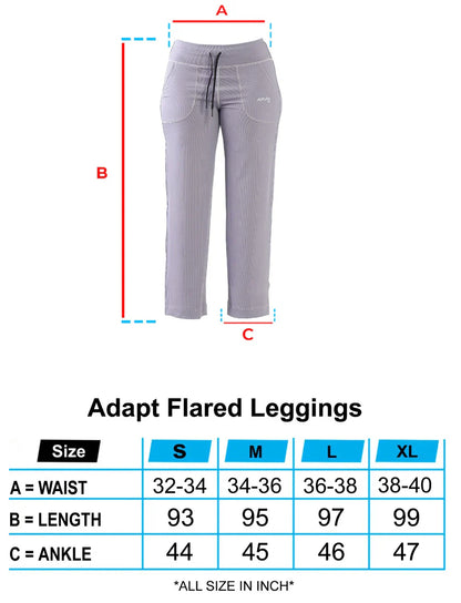 Grey Adapt Flared Seamless Leggings Sizechart  | HustlersOnlyPK