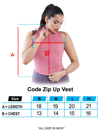 Zip Up Vest Sizechart for Women | HustlersOnlyPK