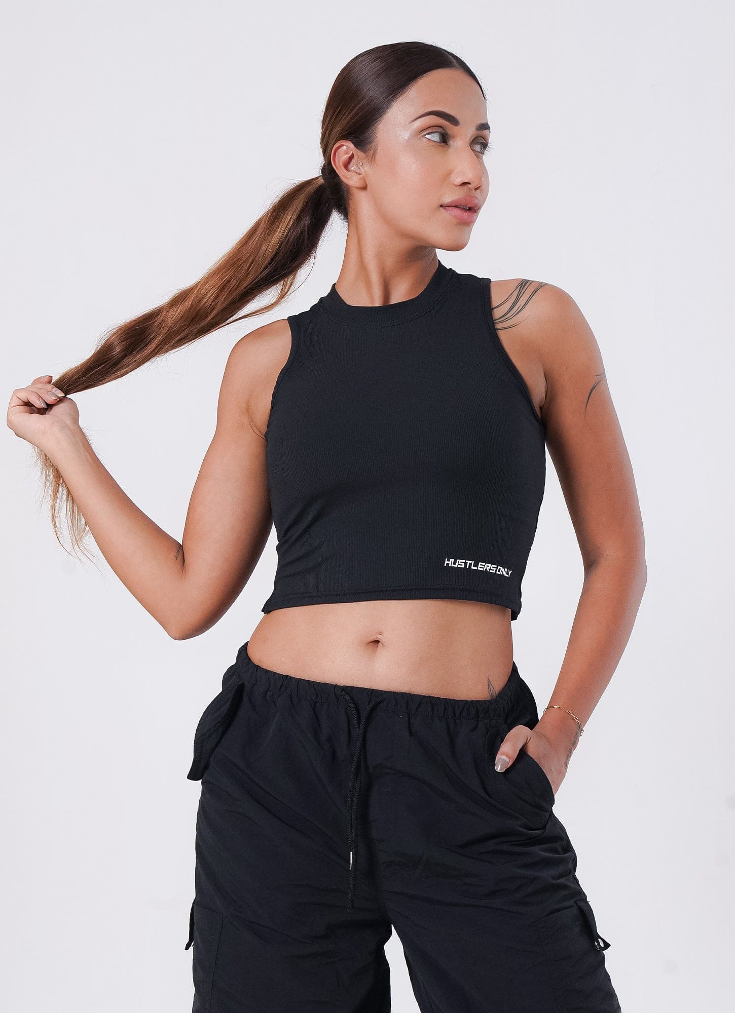 Black IVY Ribbed Tank for Workout | HustlersOnlyPK