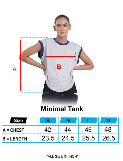 Grey Minimal Tank Shirt For Women Sizechart | HustlersOnlyPK