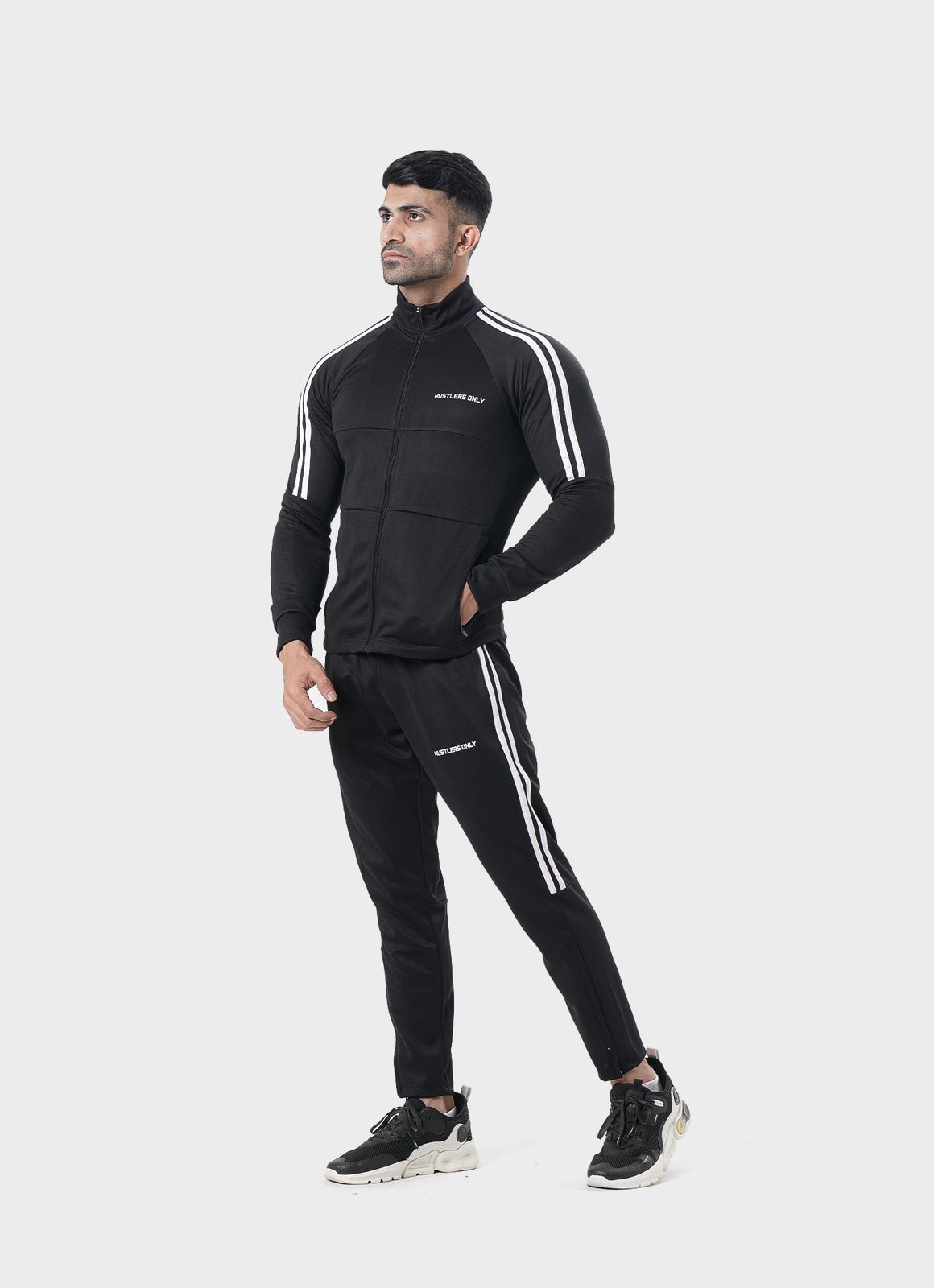 Muscle Fit Black Tracksuit Mens | HustlersOnlyPK