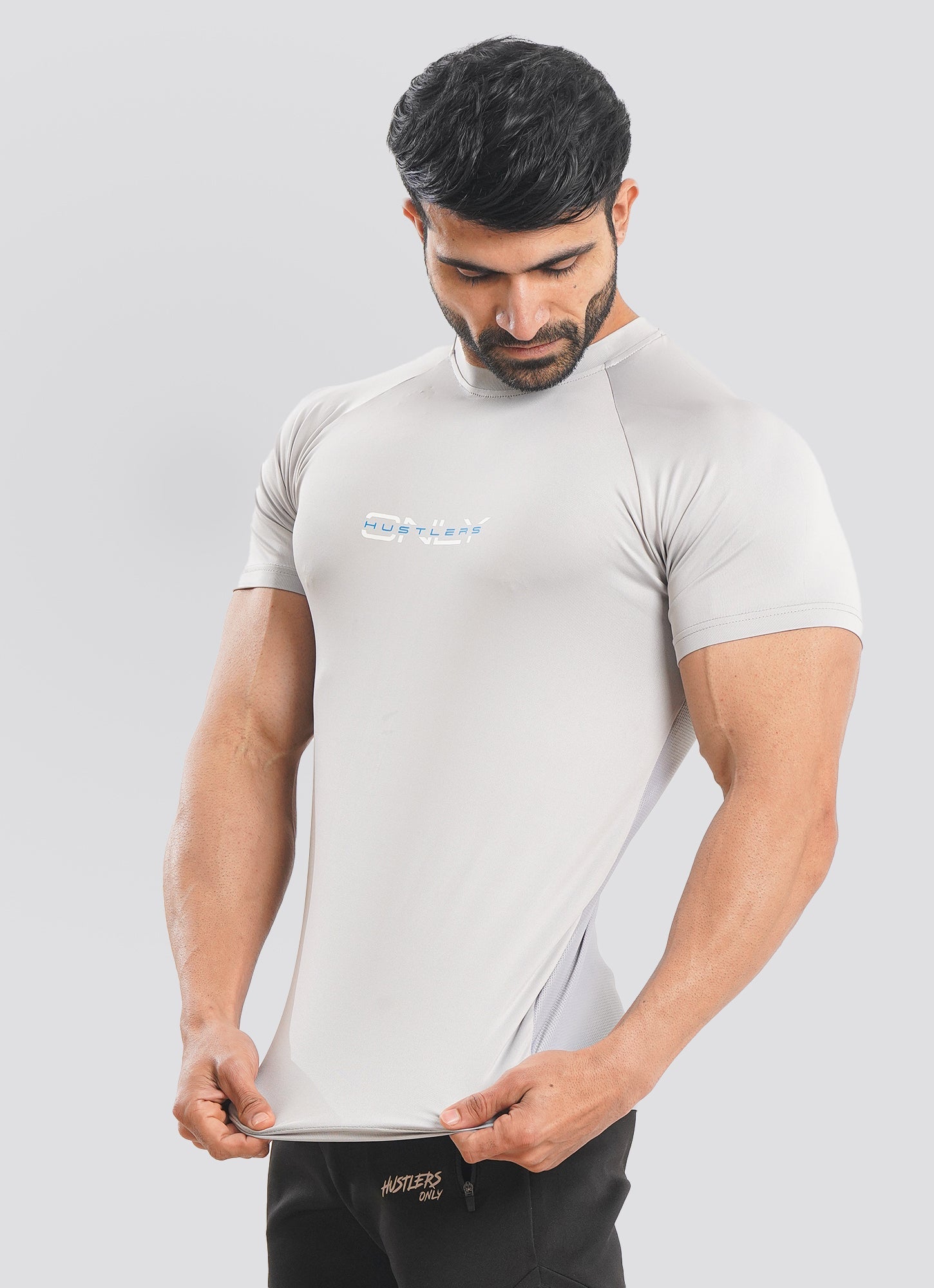 Utility Mesh Back Gym Gray Tshirt | HustlersOnlyPK