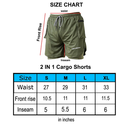 2 in 1 Cargo Shorts - Olive
