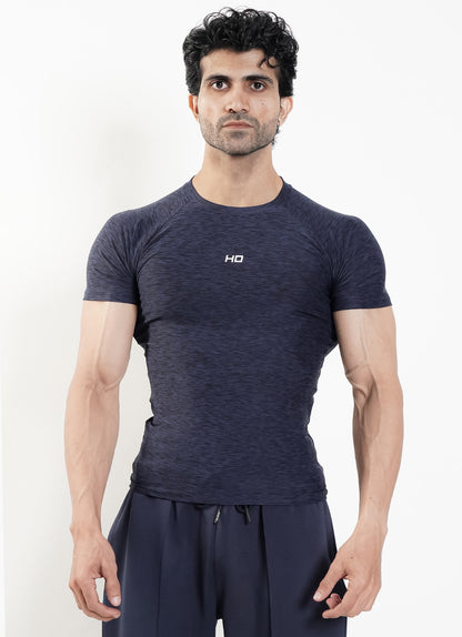 Melange Compression T-Shirt - Navy