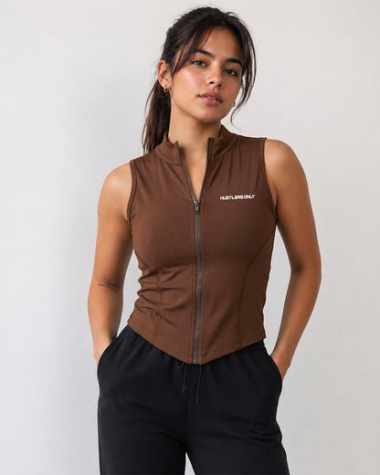 Code Zip Up Vest - Brown