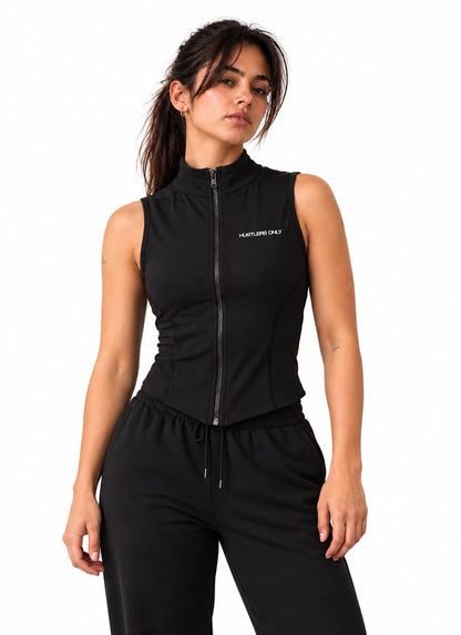 Code Zip Up Vest - Black