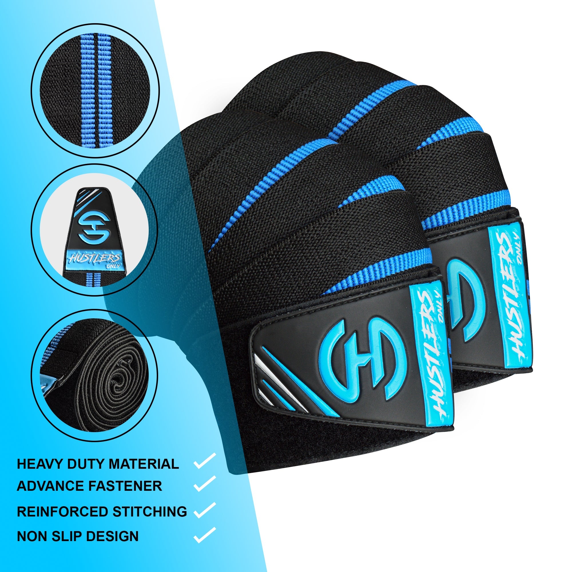 Blue and Black Export Quality Knee Wraps | HustlersOnlyPk