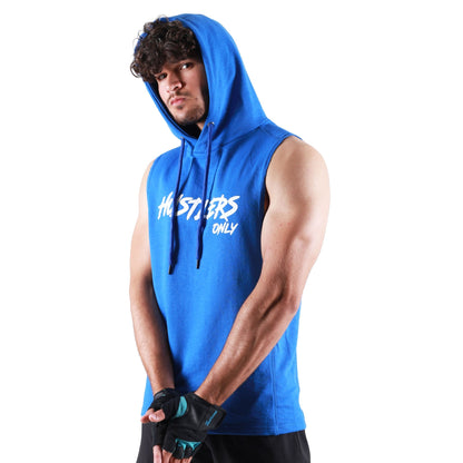 Blue Critical Sleeveless Hoodie for Men's | HustlersOnlyPk