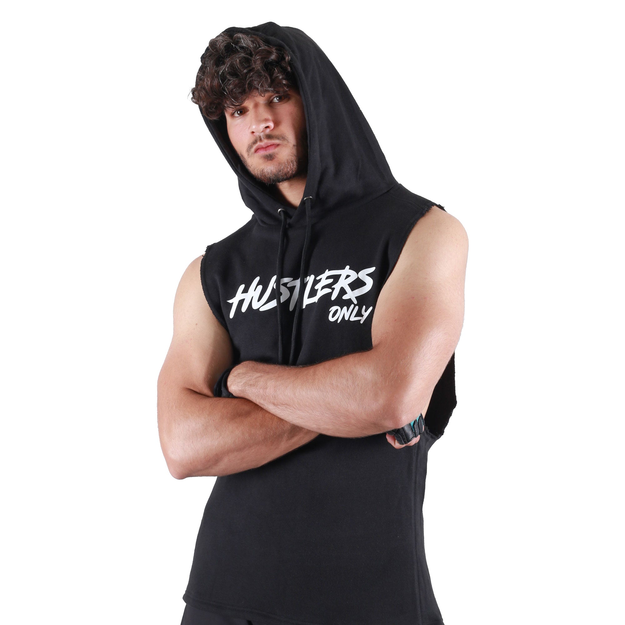 Men's Black Critical Sleeveless Hoodie | HustlersOnlyPk